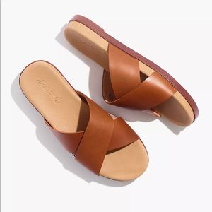 The Louisa Crisscross Slide in English Saddle Tan